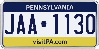 PA license plate JAA1130