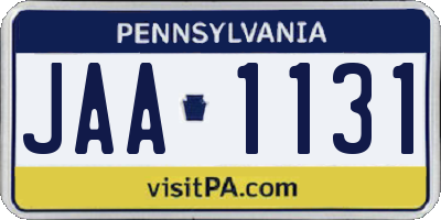 PA license plate JAA1131