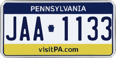 PA license plate JAA1133