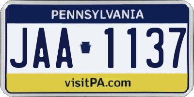 PA license plate JAA1137