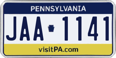 PA license plate JAA1141