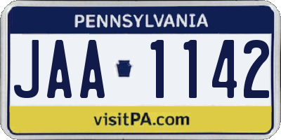 PA license plate JAA1142