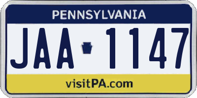 PA license plate JAA1147