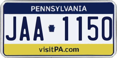 PA license plate JAA1150