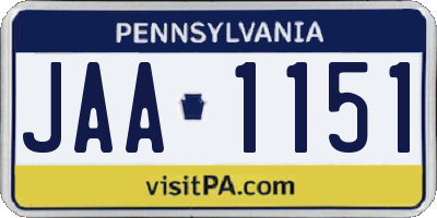 PA license plate JAA1151