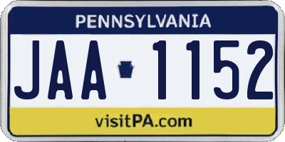 PA license plate JAA1152