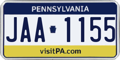 PA license plate JAA1155