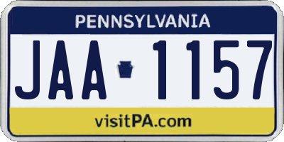 PA license plate JAA1157