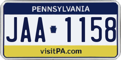 PA license plate JAA1158