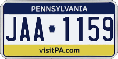 PA license plate JAA1159