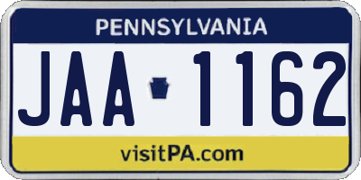 PA license plate JAA1162