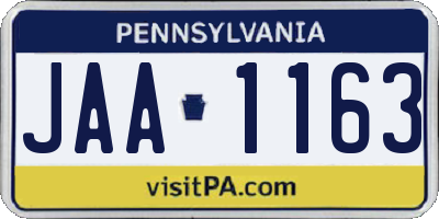 PA license plate JAA1163