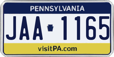 PA license plate JAA1165