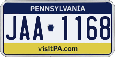 PA license plate JAA1168