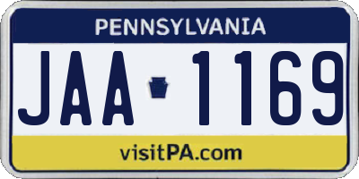 PA license plate JAA1169