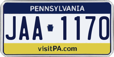 PA license plate JAA1170