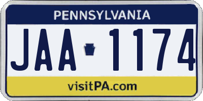 PA license plate JAA1174