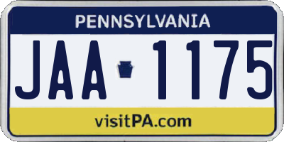 PA license plate JAA1175