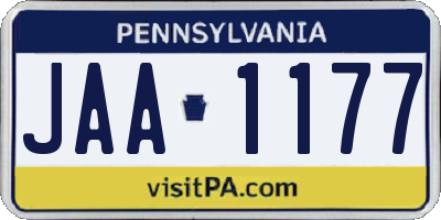 PA license plate JAA1177