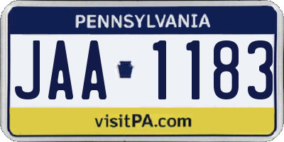 PA license plate JAA1183