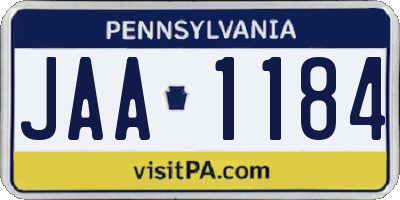 PA license plate JAA1184