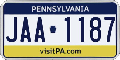 PA license plate JAA1187