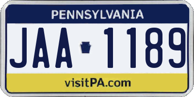 PA license plate JAA1189