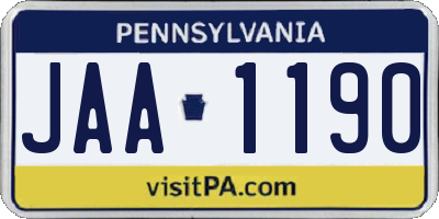 PA license plate JAA1190