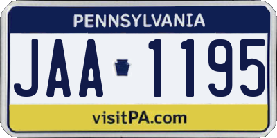 PA license plate JAA1195