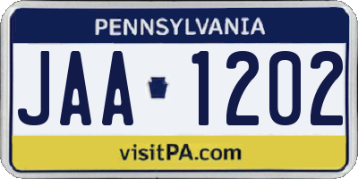 PA license plate JAA1202