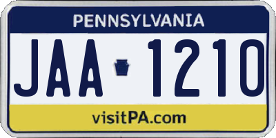 PA license plate JAA1210