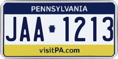PA license plate JAA1213