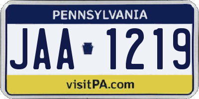 PA license plate JAA1219