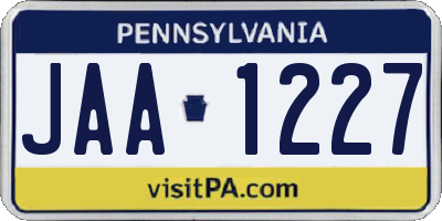 PA license plate JAA1227