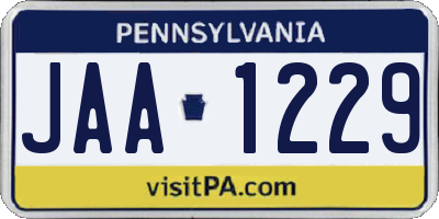 PA license plate JAA1229