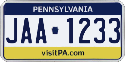 PA license plate JAA1233