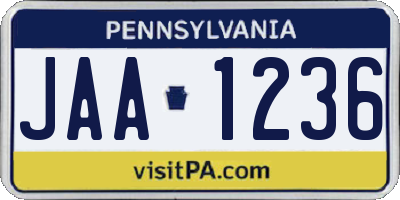 PA license plate JAA1236