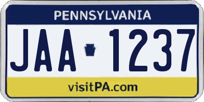 PA license plate JAA1237
