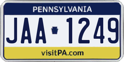 PA license plate JAA1249