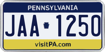 PA license plate JAA1250