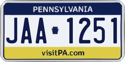 PA license plate JAA1251