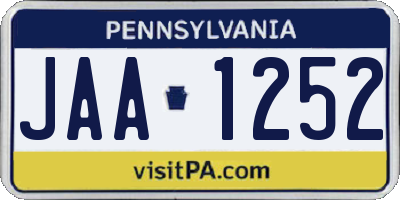 PA license plate JAA1252