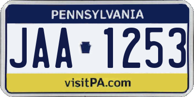 PA license plate JAA1253