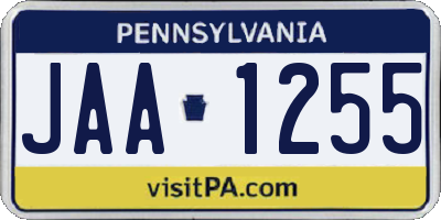 PA license plate JAA1255
