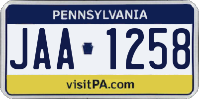 PA license plate JAA1258