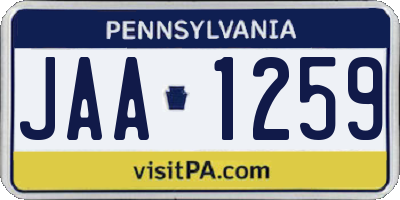 PA license plate JAA1259