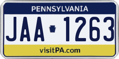 PA license plate JAA1263