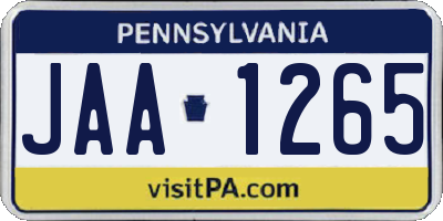 PA license plate JAA1265