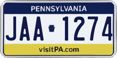 PA license plate JAA1274