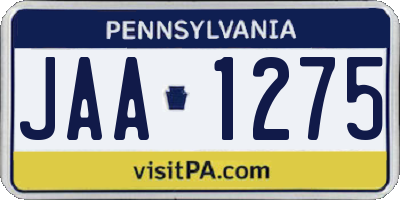 PA license plate JAA1275